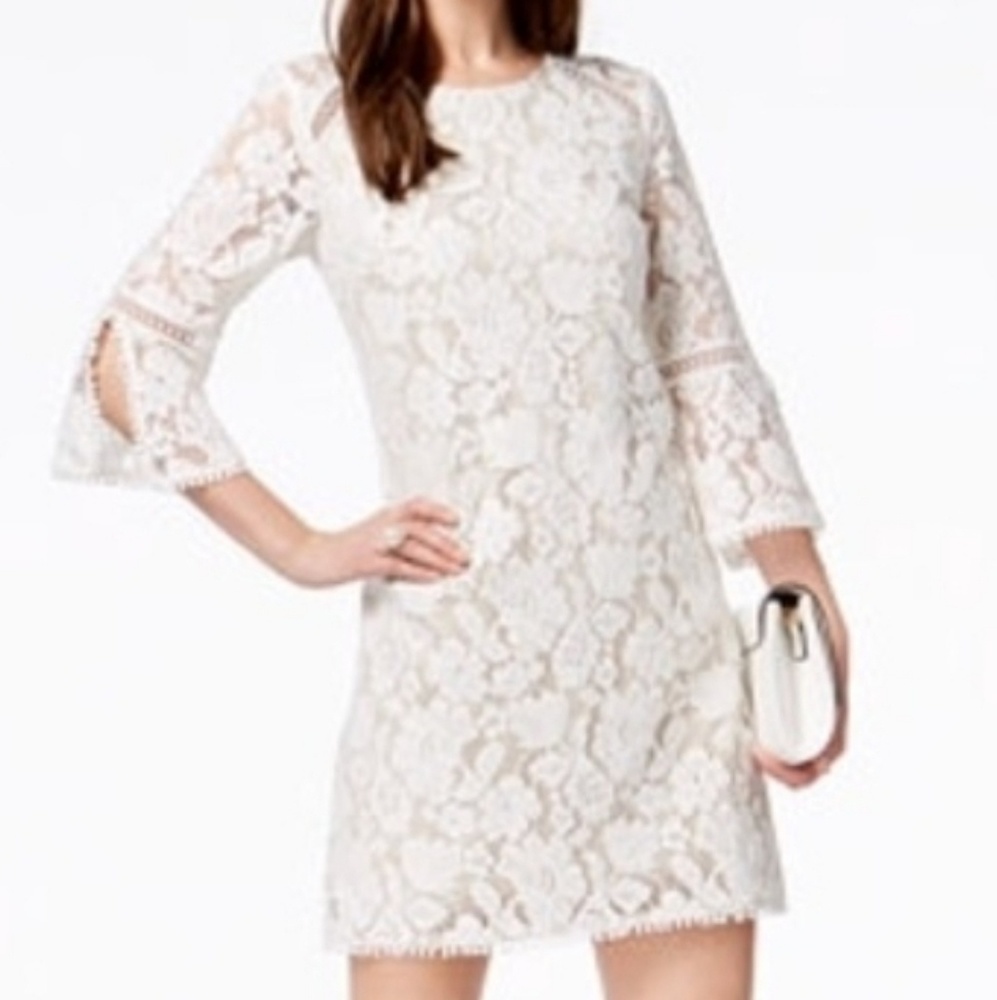 Vince Camuto White Lace Shift Dress Size 14